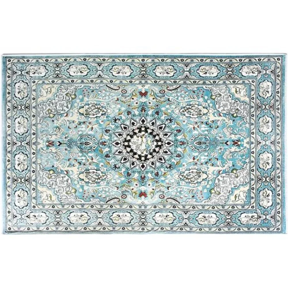 Persian Vintage Floor Mat, Boho Tribal Area Rug Stain Resistant - 23.5X 35.5 in